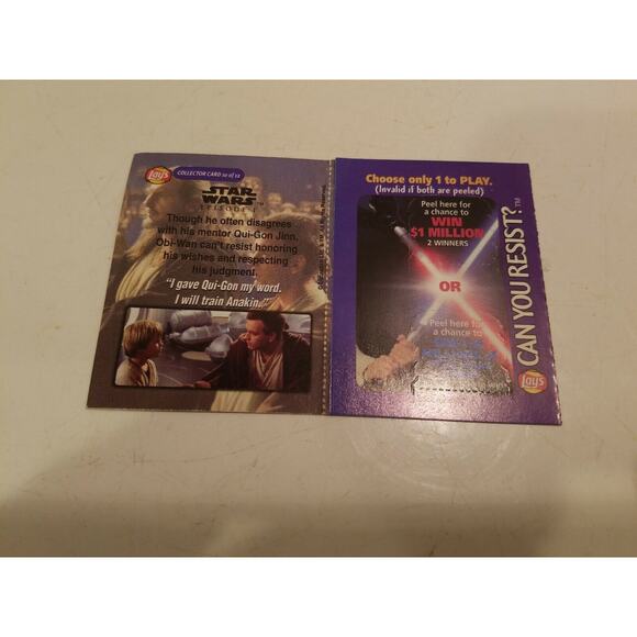 Star Wars Episode 1 Obi-Wan Can't Resist Lay's Potato Chip Contest Peel Card 10 - Picture 2 of 5